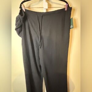 Black Drawstring Lounge Beach Pants-XL